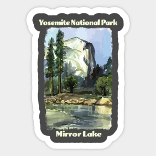 Mirror Lake Yosemite National Park vintage-style design Sticker